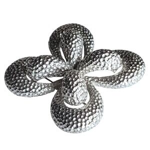 Pauline Rader 3D Brooch Pin Pendant Hammered Silverton Texture Statement Vintage